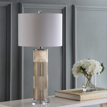 Genevieve 30" Glass/Crystal LED Table Lamp - JONATHAN Y